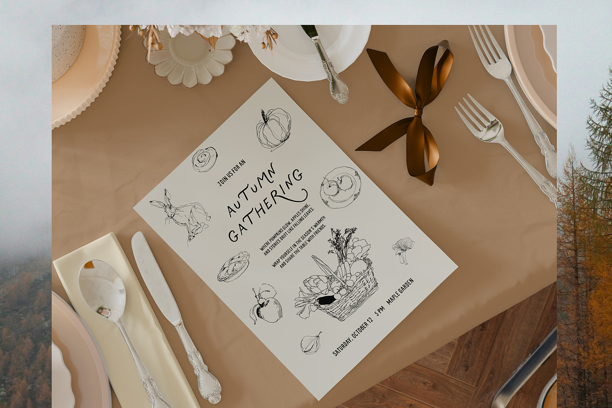 So Very Autumn: Line Art Clipart, a Seasonal Illustration by Purple (Photo 5 of 15)