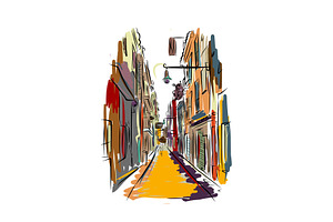 Old European Street, Sketch For Your