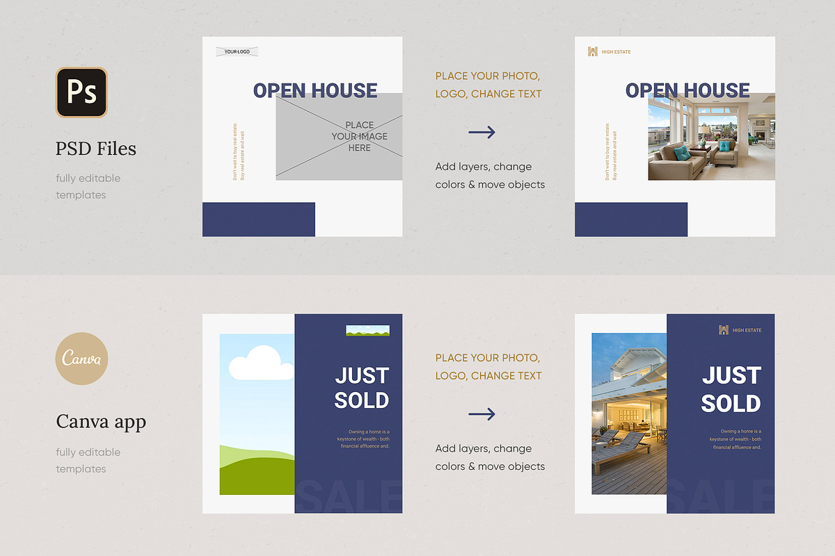 Real Estate Instagram Template Canva, a Social Media Template by Eden Origin Studio (Photo 7 of 9)