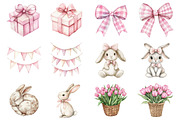 Watercolor Bunny Clipart, a Seasonal Illustration by CitraGraphics (Thumbnail 3 of 6)