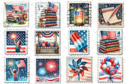 4th of July Postage Stamp Clipart, an Illustration by Dream Creation (Thumbnail 2 of 5)