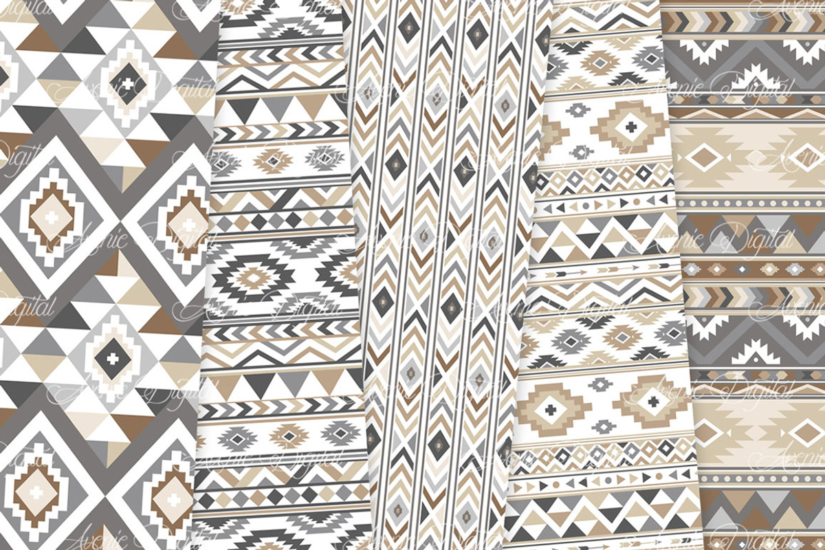 Neutral Aztec Digital Paper, a Pattern Graphic by Avenie Digital (Photo 4 of 4)