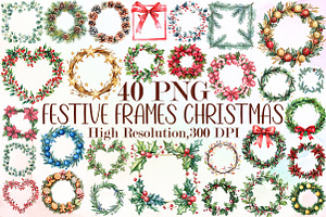 Winter Festive Frames Wreaths Christ, an Illustration by Sublimation Artist