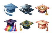 Watercolor Graduation Cap Clipart, an Illustration by Daily.Designs (Thumbnail 3 of 5)