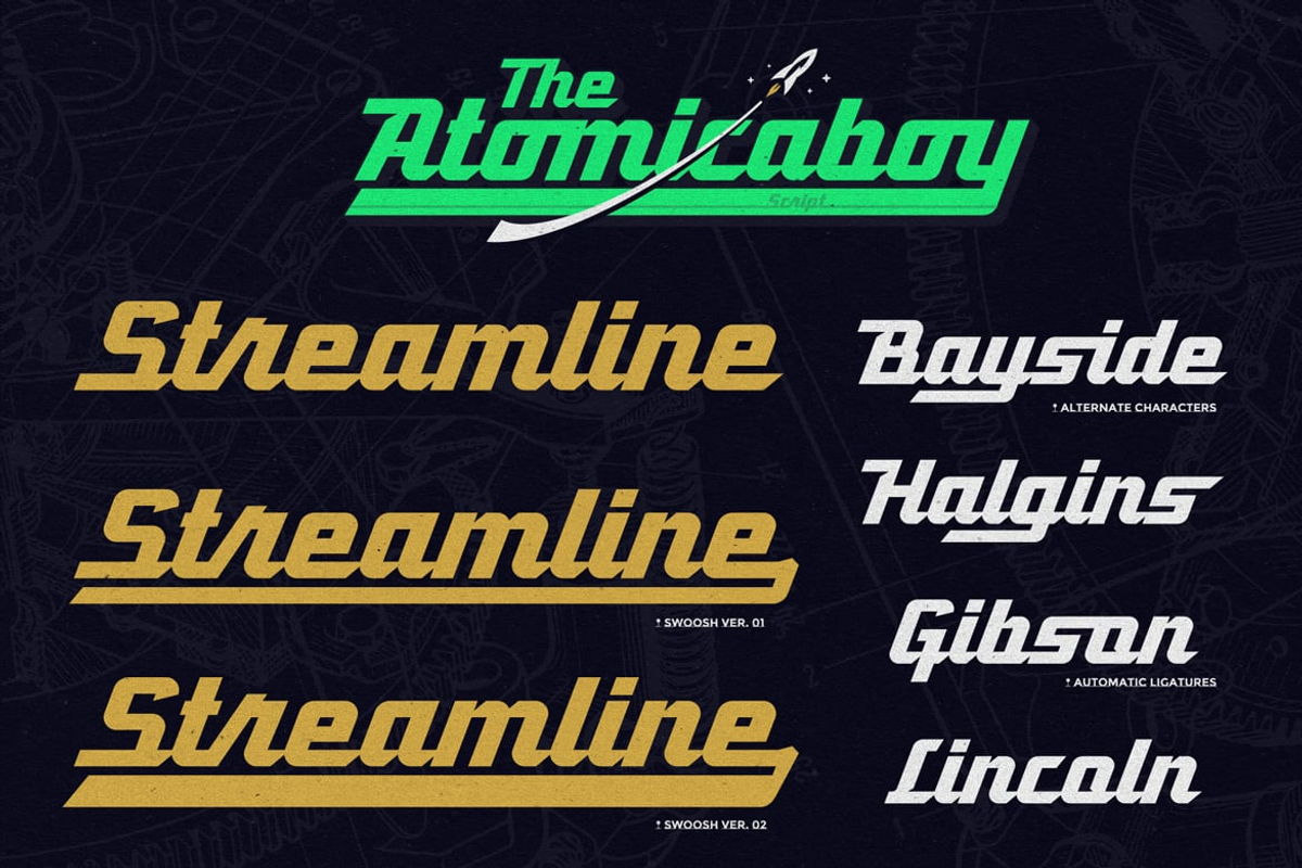 Steampk - Atomic Geometric Script, a Script Font by Luna Shop (Photo 5 of 7)