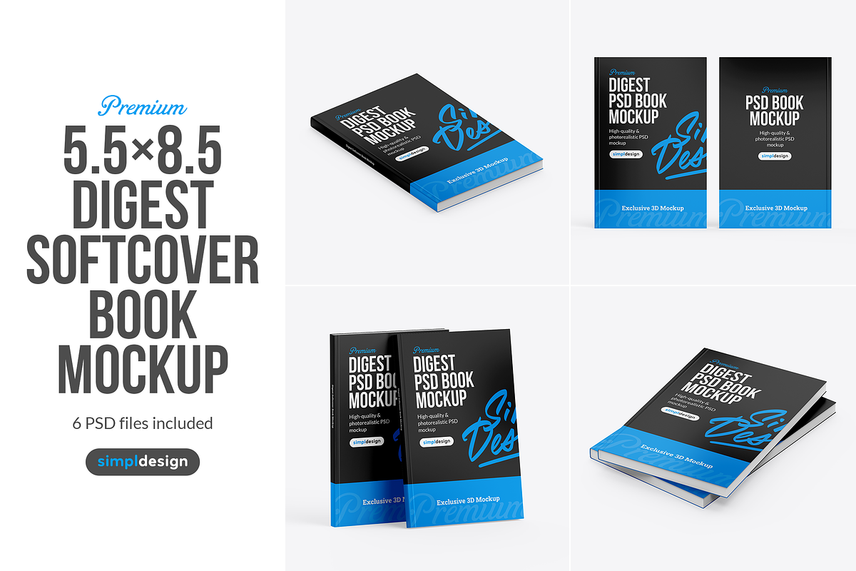 Digest Softcover Book Mockup, a Books & Magazine Mockup by SimplDesign (Photo 1 of 13)