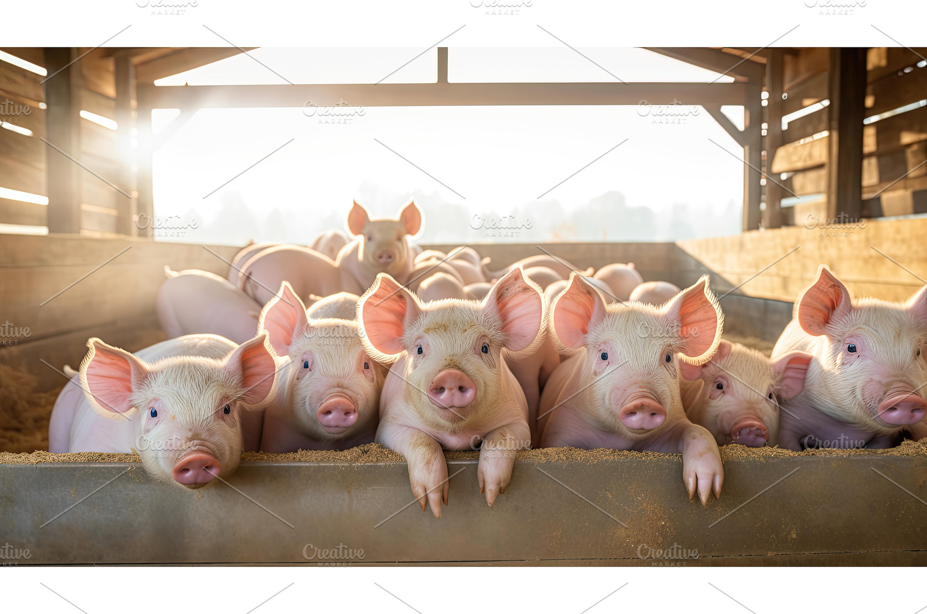 colors stall pig farm ai generated, an Animal Photo by pikepicture