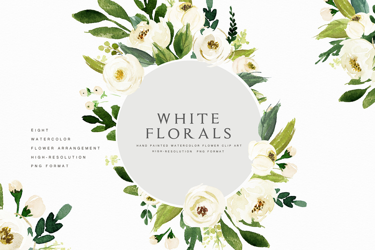 Watercolor White Flower Clip Art, an Illustration by Graphic Box (Photo 1 of 7)