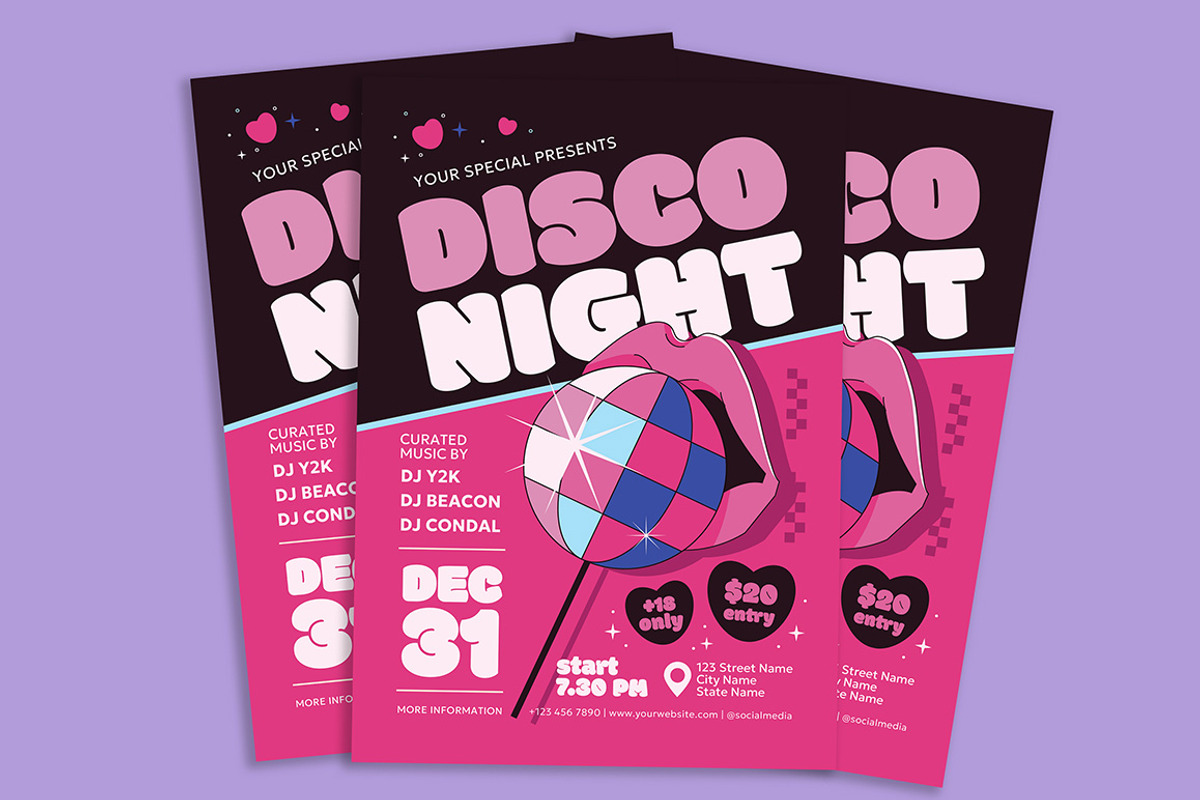 Disco Party Flyer, a Flyer Template by Gumico Studio. (Photo 2 of 3)