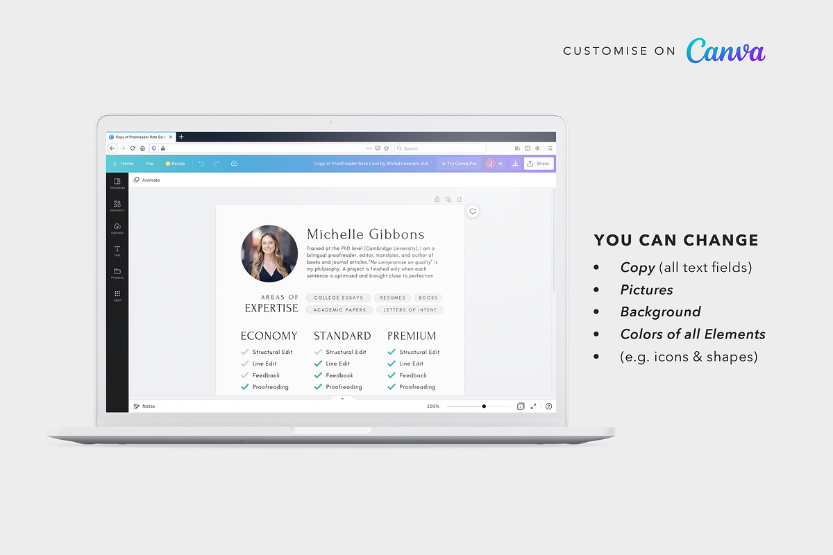 Proofreader's Rate Card Template, a Resume Template by White Dreamers (Photo 3 of 4)