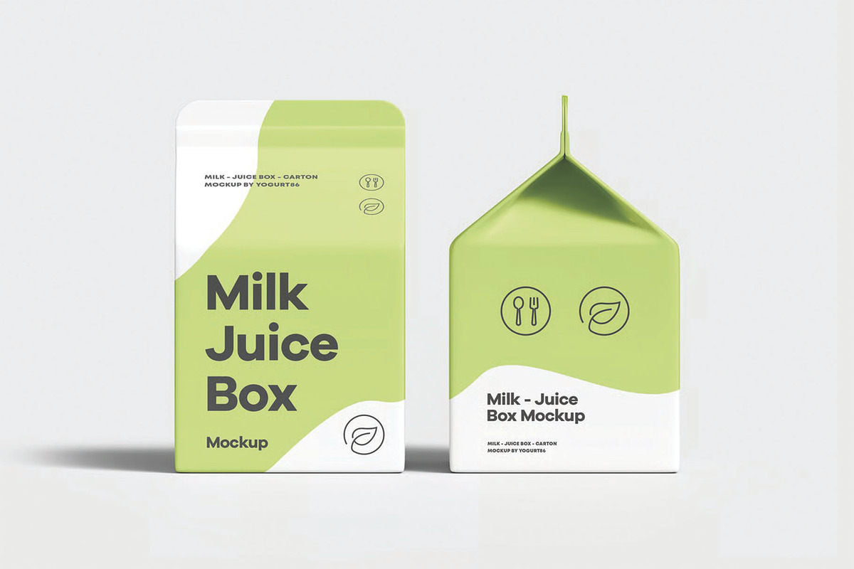 Milk Juice Box Mockup, a Packaging Mockup by DesignRushMarket (Photo 4 of 14)
