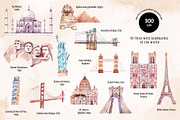 World map with attractions, an Education Illustration by VerAna (Thumbnail 3 of 12)