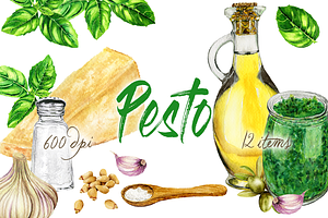 Pesto Watercolor Clip Art