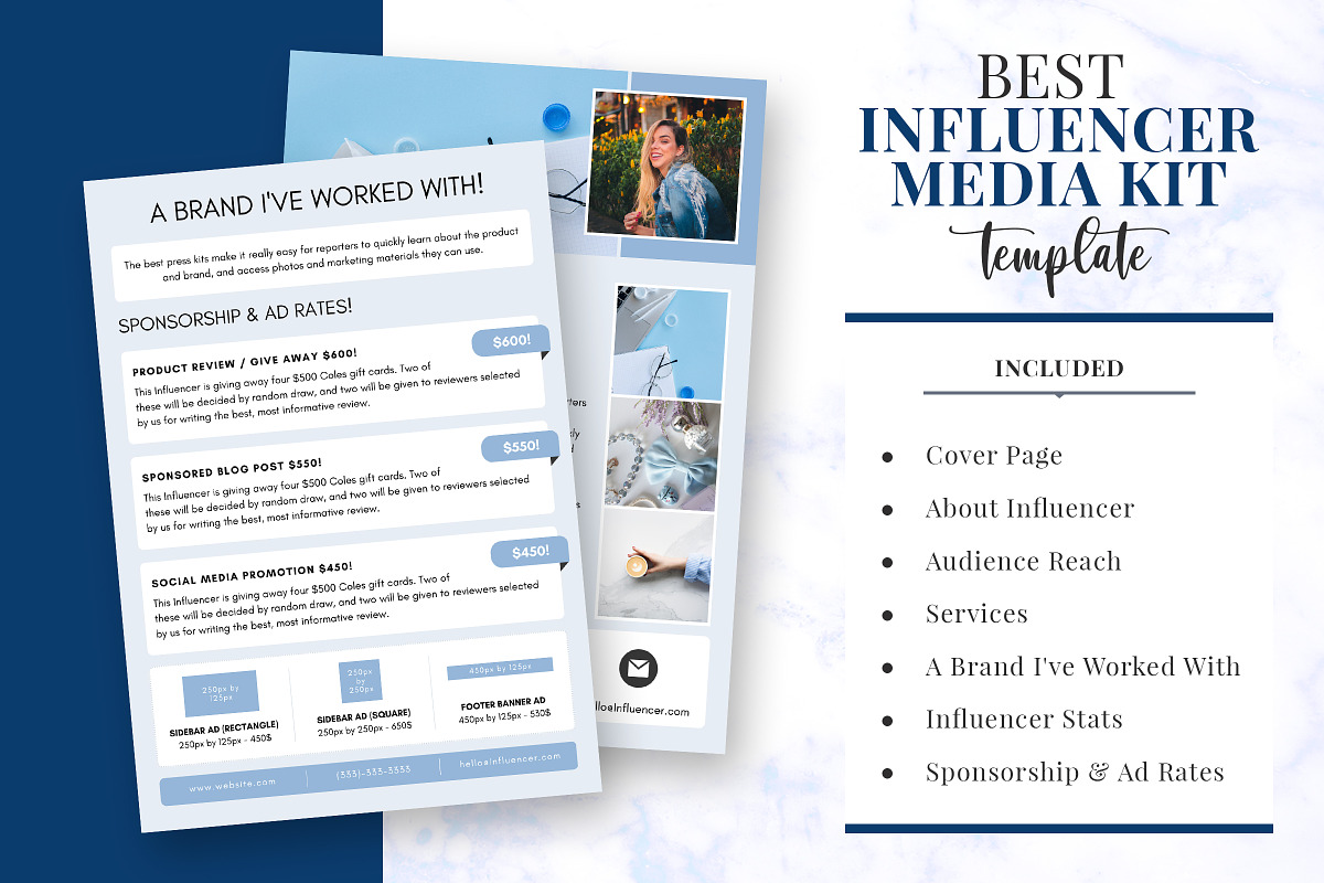 Influencer Media Kit Canva Templates, a Presentation Template by Snapybiz