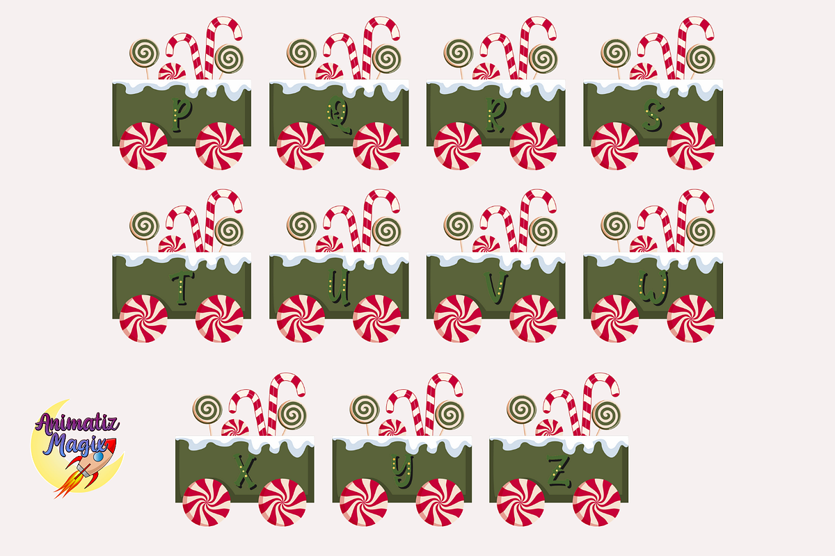 Christmas Elf Train Alphabet Clipart, a Seasonal Illustration by animatizmagix (Photo 4 of 4)
