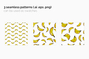 Bananas Seamless Patterns, a Pattern Graphic by 3Y_Design (Thumbnail 2 of 6)