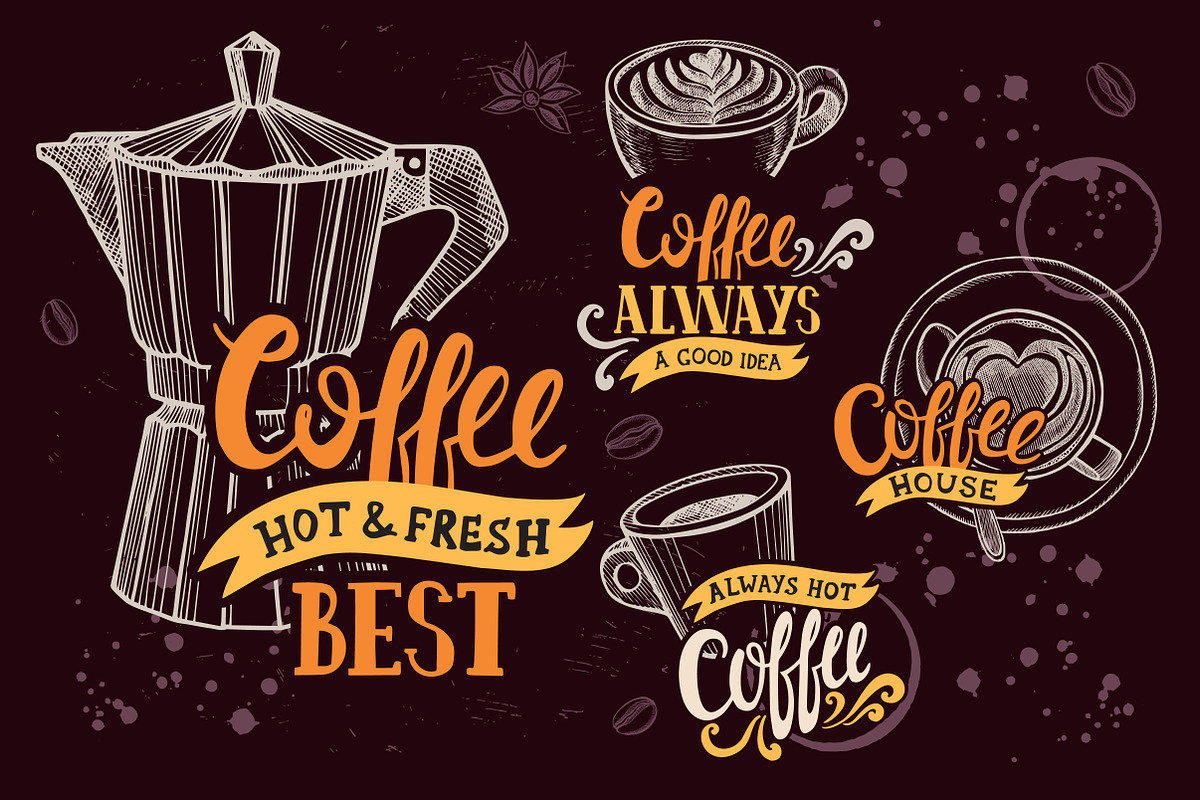 Coffee shop logo illustration, a Food Illustration by SpaceDuck