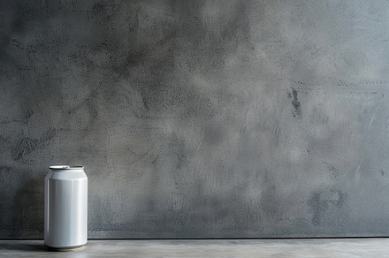 Blank aluminum can on grey background, a Food & Drink Photo by AlyaAnd