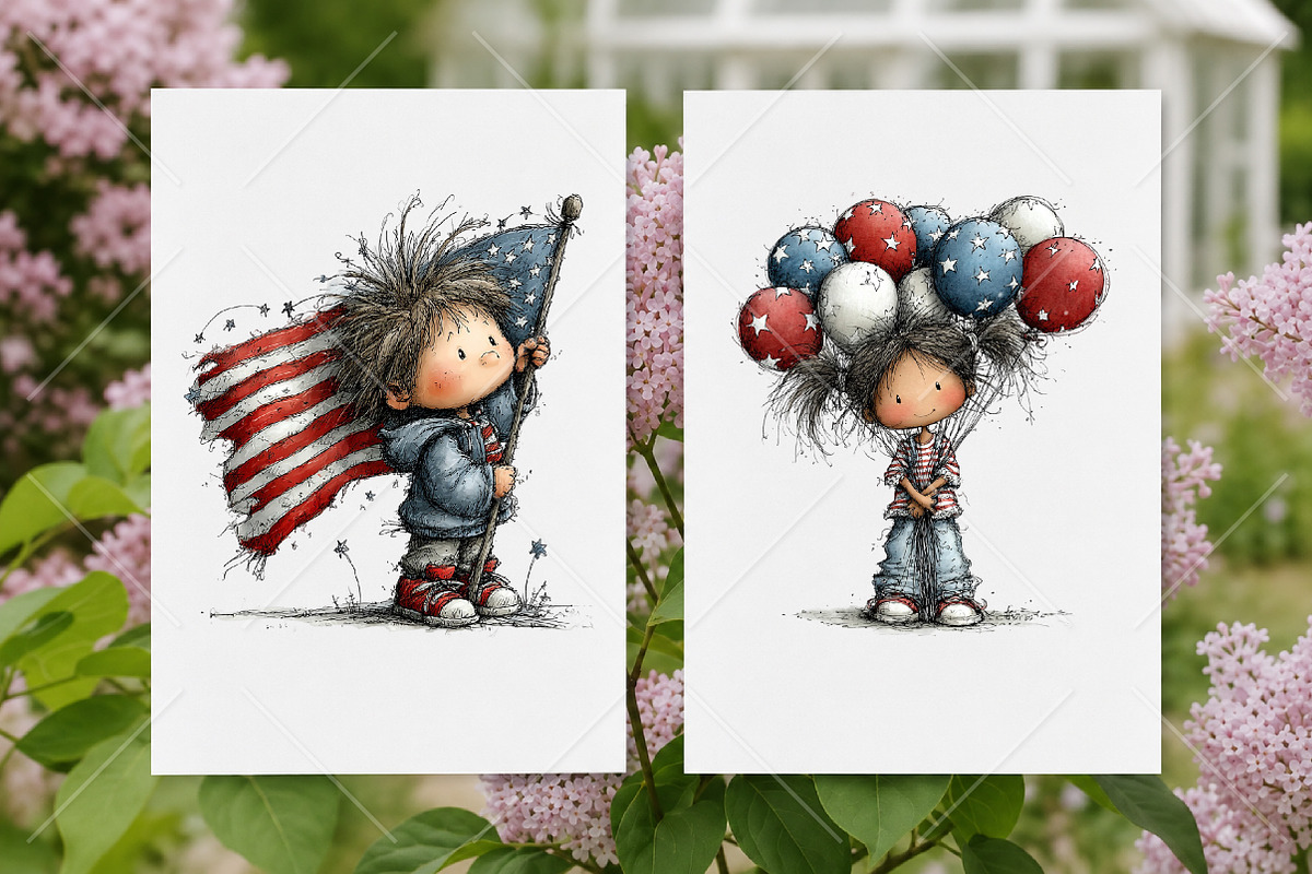 Whimsical 4th Of July Kids Clipart, a Seasonal Illustration by Canvas Craft (Photo 8 of 10)