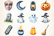 Watercolor Brush Doodle Halloween, an Illustration by DreamCafeArt (Thumbnail 3 of 4)