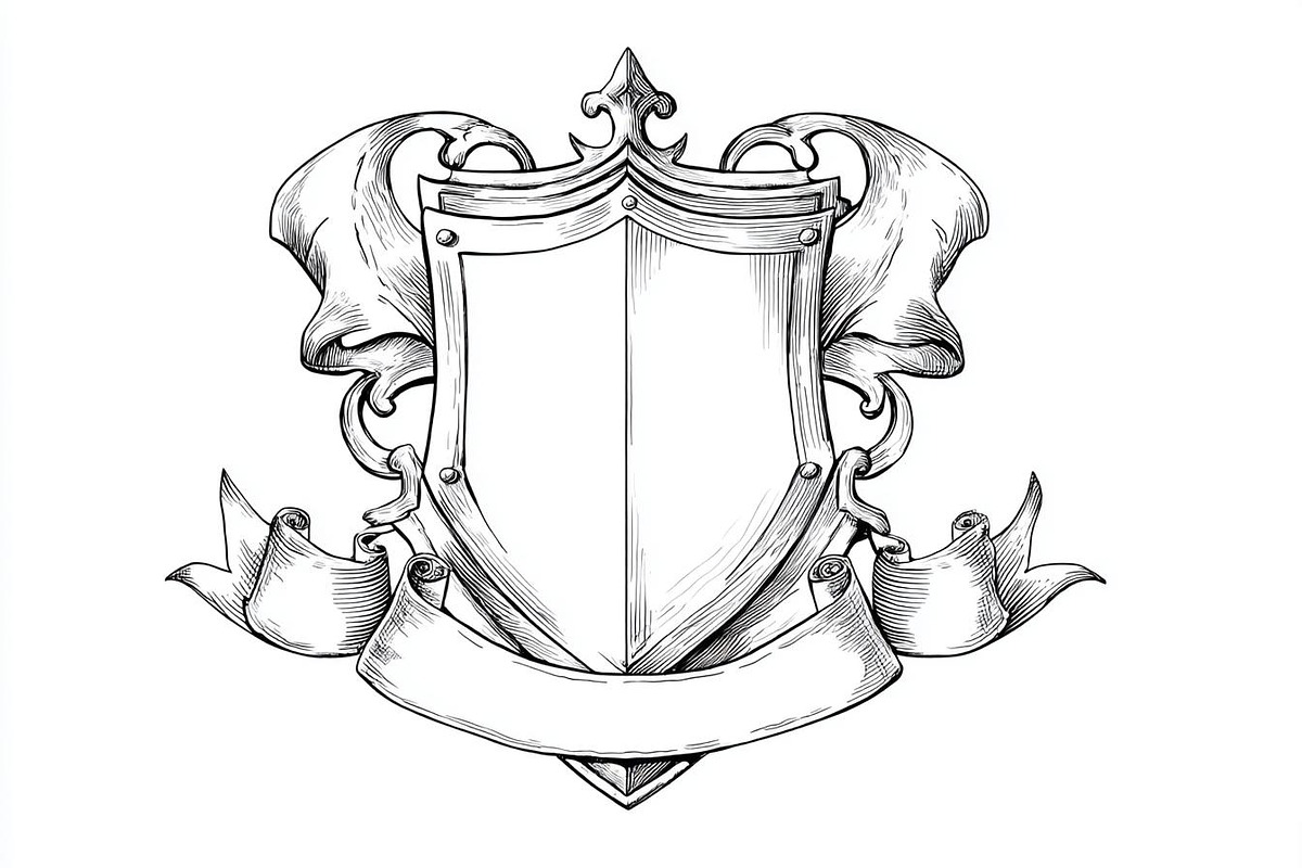 Hand-Drawn Heraldic Shield and Ribbo, a Graphic by BIPLOB EXPERT (Photo 2 of 8)
