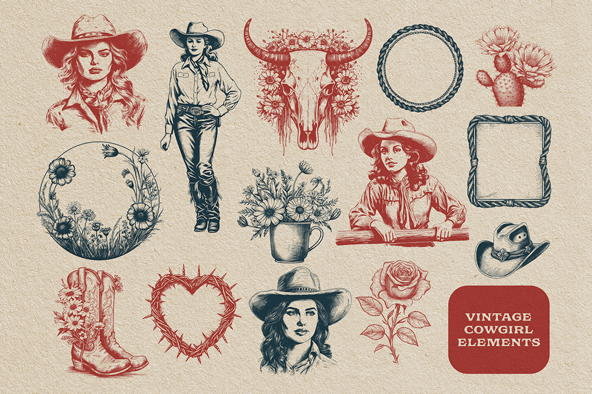 Vintage Cowgirl Design Elements, a Graphic by The Rusty Press (Photo 2 of 4)