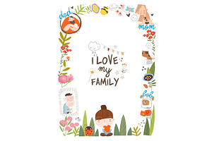 Floral Frame with Cute Little Girl, a Person Illustration by Maria Starus