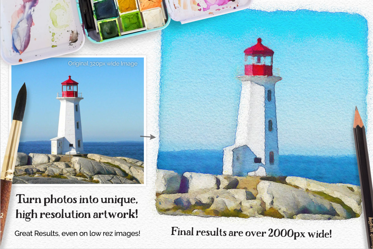 Vibrant Watercolor Photo Effect Kit, a Plug-in Add-On by Drifter Studio PrintShop (Photo 3 of 9)