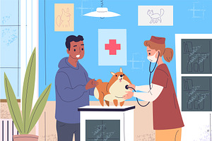 Veterinary examination. Veterinarian, an Animal Illustration by Stock-Smart-Start
