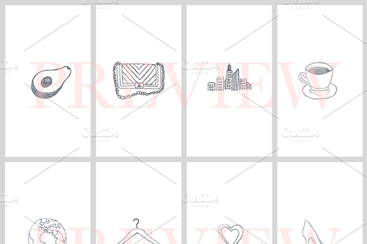 62 Instagram Story Icons Hand Drawn, a Social Media Template by Masters of Instagram (Photo 4 of 9)