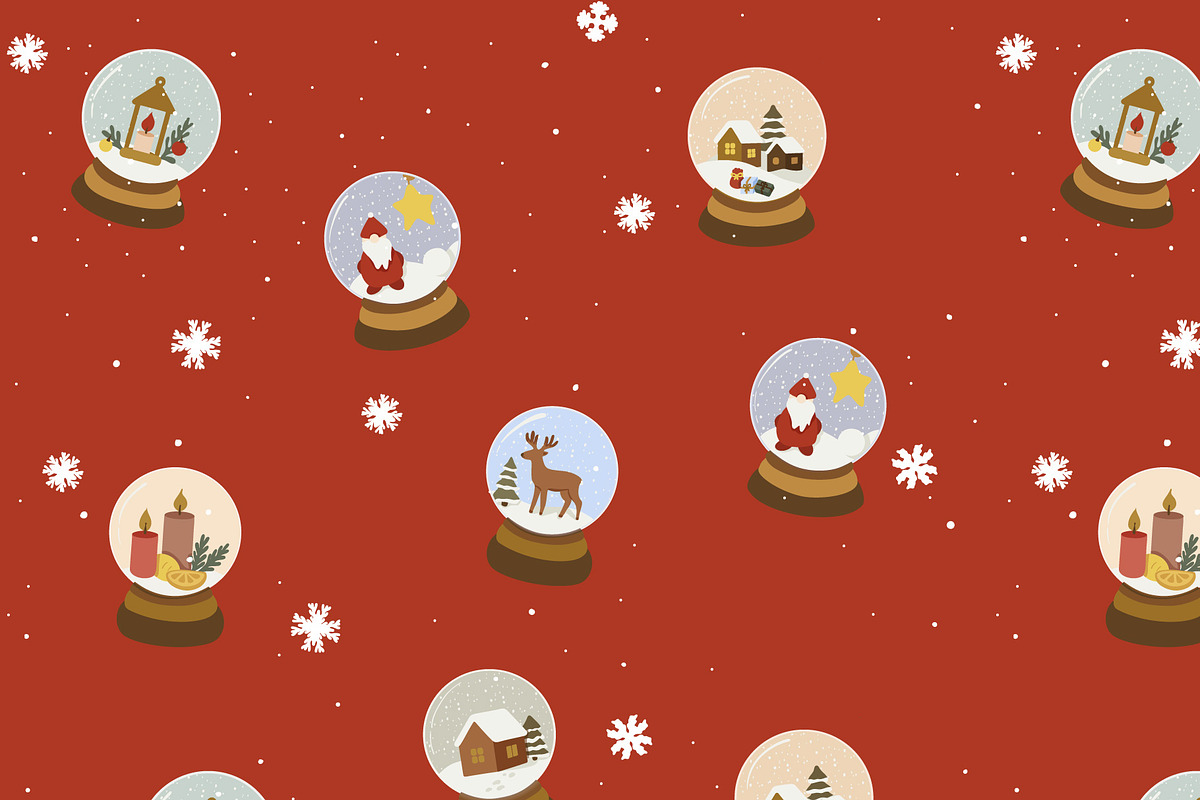 Christmas Snow Globe Seamless Patter, a Seasonal Illustration by uStickery (Photo 5 of 5)