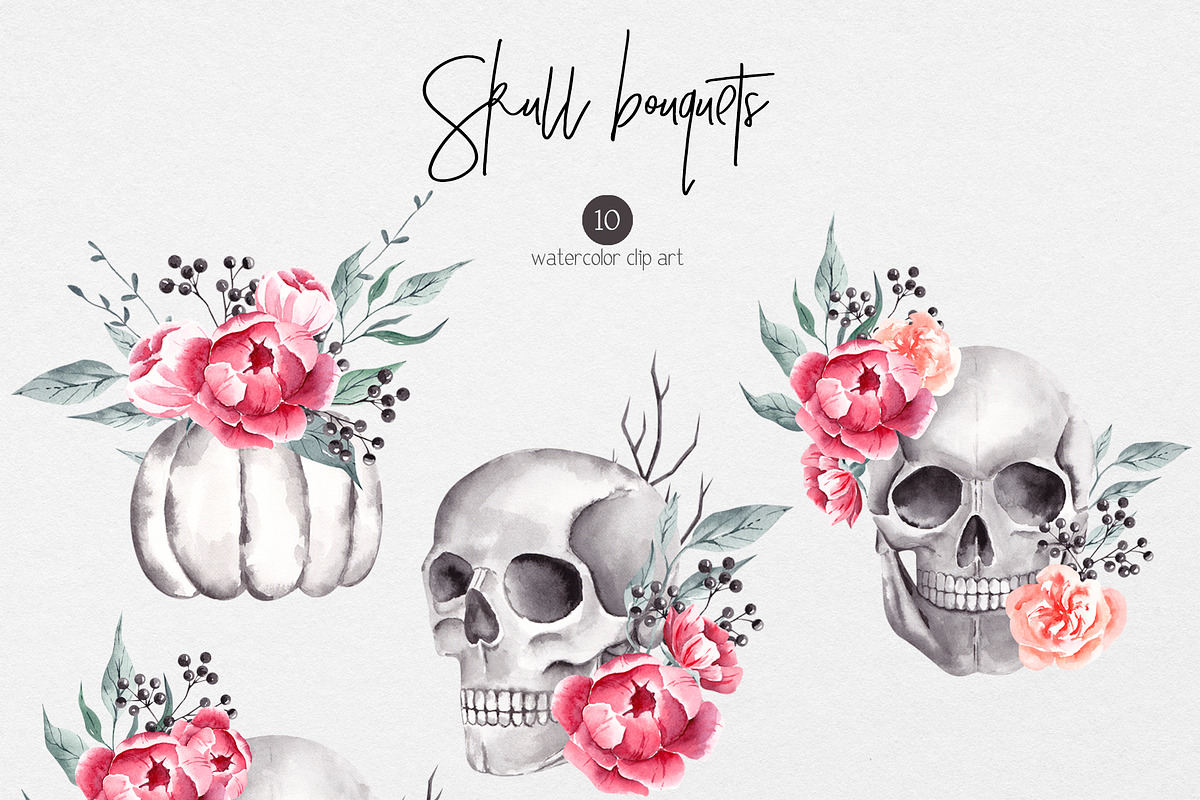 Day of The Dead. Watercolor Clipart, an Illustration by YuliyaArtGarden (Photo 4 of 6)