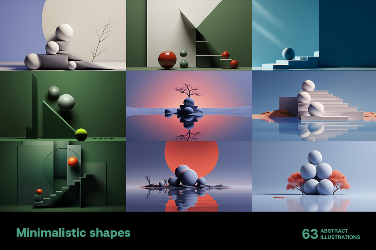 Minimalistic shapes. 63 images, a Decorative Illustration by Handmadefont (Photo 6 of 13)