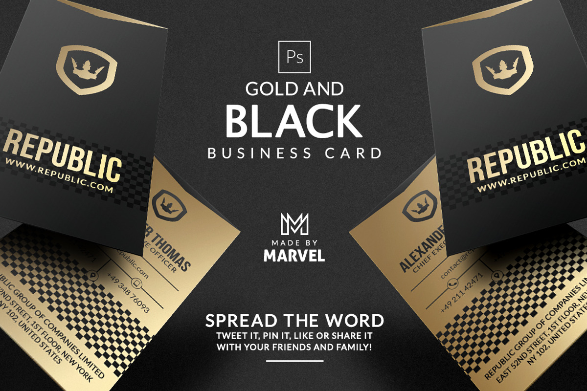 Gold And Black Business Card, a Business Card Template by Marvel (Photo 1 of 5)