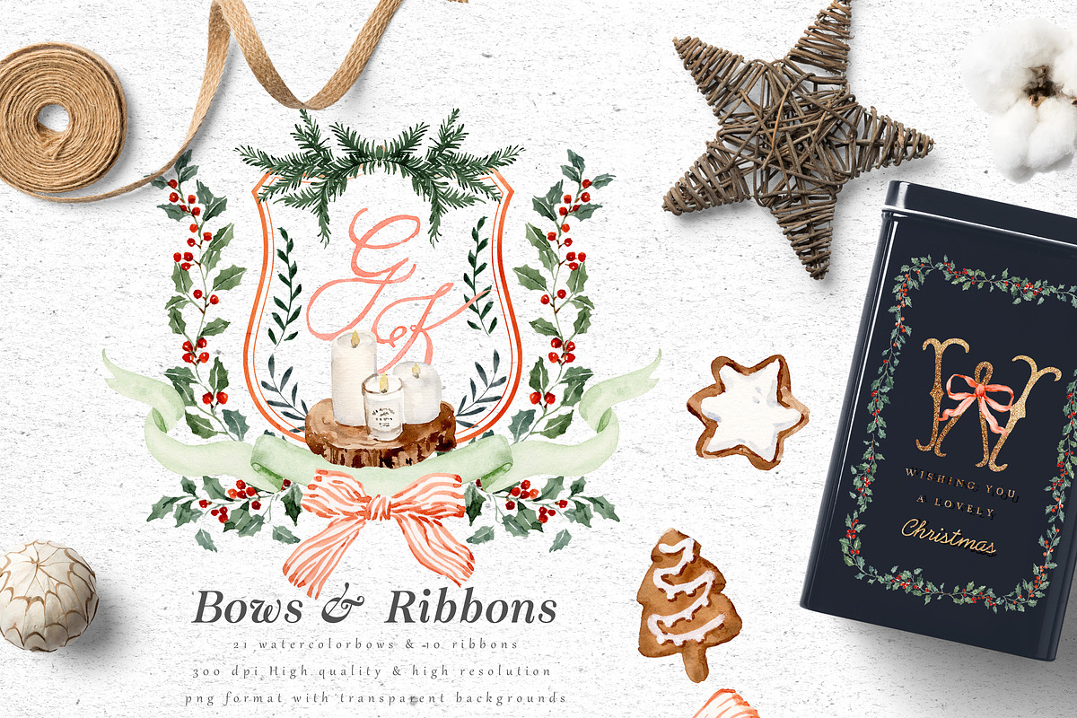Christmas Watercolor Crest DIY, a Decorative Illustration by Graphic Box (Photo 7 of 10)