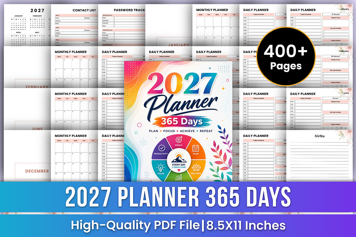 2027 Planner 365 Days | Daily, a Stationery Template by Mustafiz (Photo 1 of 5)