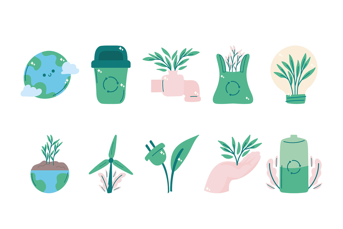Eco Sustainability Icons Set