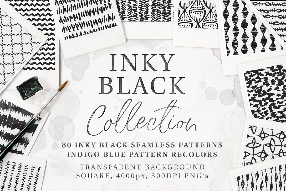 80 Indigo Blue Watercolor Patterns, a Pattern Graphic by Pink Coffie (Photo 9 of 9)