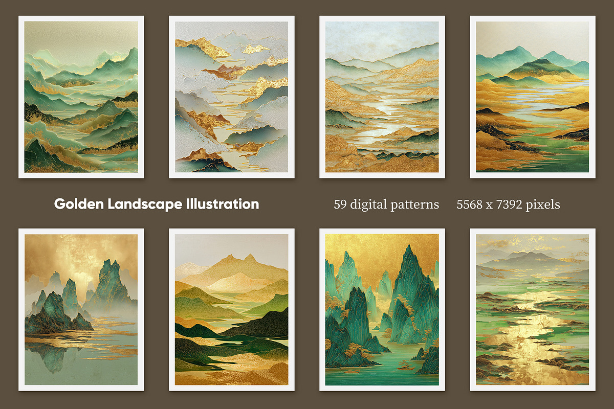 Golden Landscape Illustration, a Decorative Illustration by Housui Patterns (Photo 6 of 10)