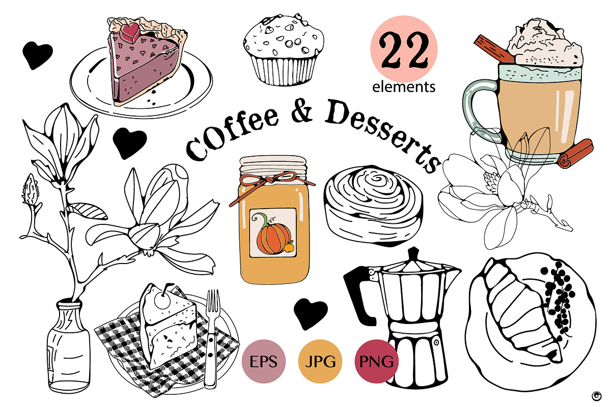 Coffee and Desserts, a Food Illustration by Olillia (Photo 2 of 2)