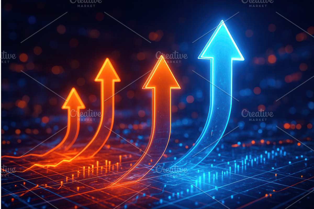 Abstract image of glowing red and, a Finance Illustration by Sergey Kotenev