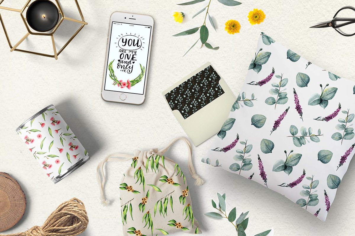 Eucalyptus Collection+Letter, a Decorative Illustration by Astarte_design (Photo 3 of 11)