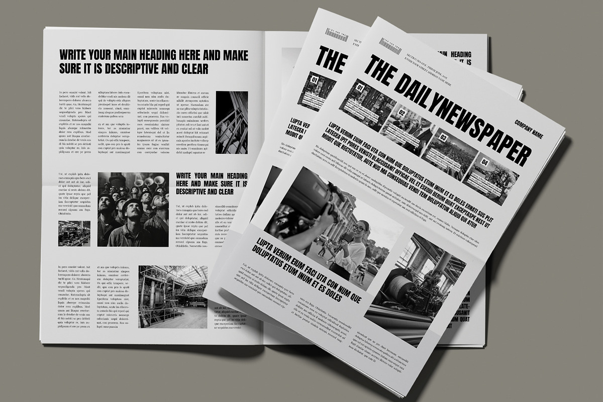Modern Black and White Newspaper, a Stationery Template by MightyDesign (Photo 2 of 8)