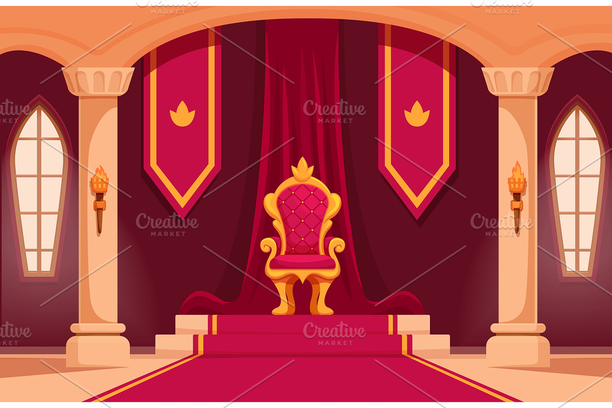 Cartoon throne room interior. Inside, an Object Illustration by Valerie Bodnar
