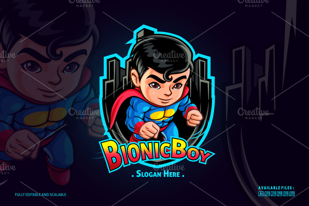 Cartoon Superhero Mascot Logo, a Branding & Logo Template by Kongstones_std (Photo 1 of 5)