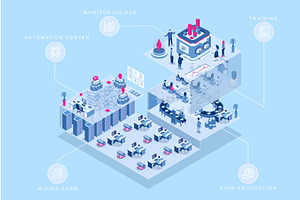Cryptocurrency Isometric Concept, a Technology Illustration by alexdndz