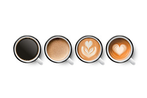 Enamel Coffee Mug. Vector Set.