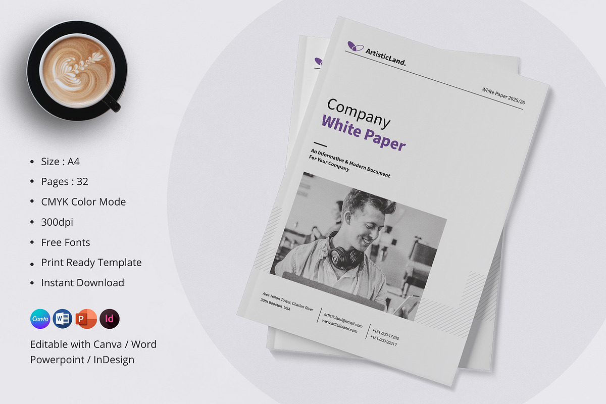 White Paper | Canva, Word, PPTX, IN, a Brochure Template by ArtisticLand (Photo 3 of 8)