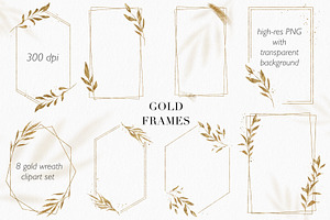 Gold Frames Clipart Floral PNG