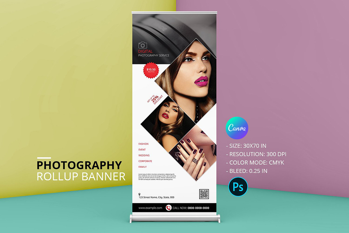 Photography Roll-Up Banner, a Stationery Template by retrographix (Photo 1 of 2)
